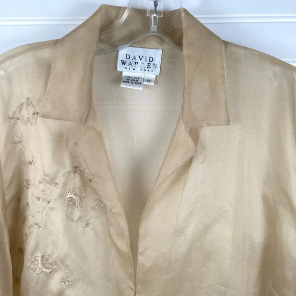 David Warren New York  NWT SILK Floral Blazer Jacket SHEER Embroidered Size 12 - Picture 2 of 7